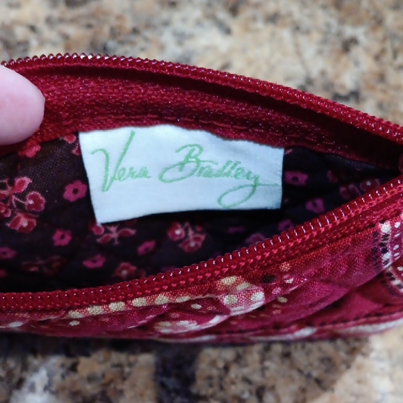 Vera Bradley Red Quilted Paisley Wristlet Pouch with Ribbon Pull - Picture 2 of 3